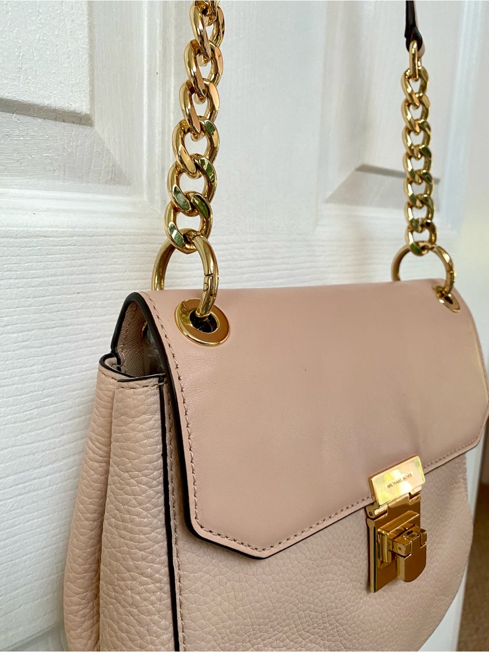 Michael Kors Cecelia Saddle Bag Pebbled Leather Blush Nude Crossbody Shoulder